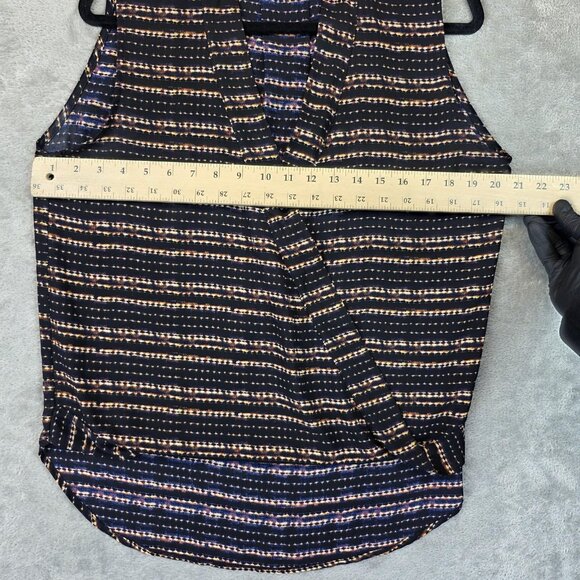 Veronica M Shirt Womens Large Black Multicolor Surplice Wrap Sleeveless Made USA - Picture 4 of 9